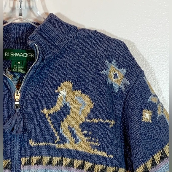 Vtg Bushwacker Zip Up Fair Isle Ski Cardigan Sweater Icelandic Nordic Sz M - Picture 6 of 12
